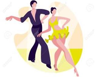 Bella coppia che balla il ballo latinoamericano di cha-cha-cha. illustrazione vettoriale in colori vivaci. - 137414570